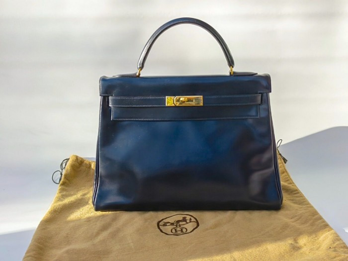 Original Herms Handtasche Kelly bag bleu